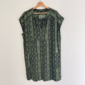 Anthropologie Rachel Green Sleeveless Snake Print V Neck Tunic Dress XL